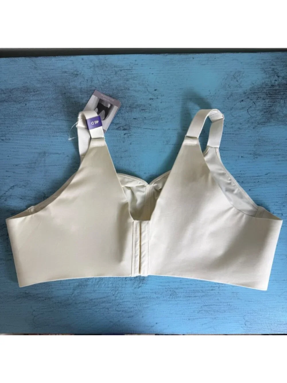 No-Wire Back-Smoothing Bra In Ivory By Catherines 46D NWT
